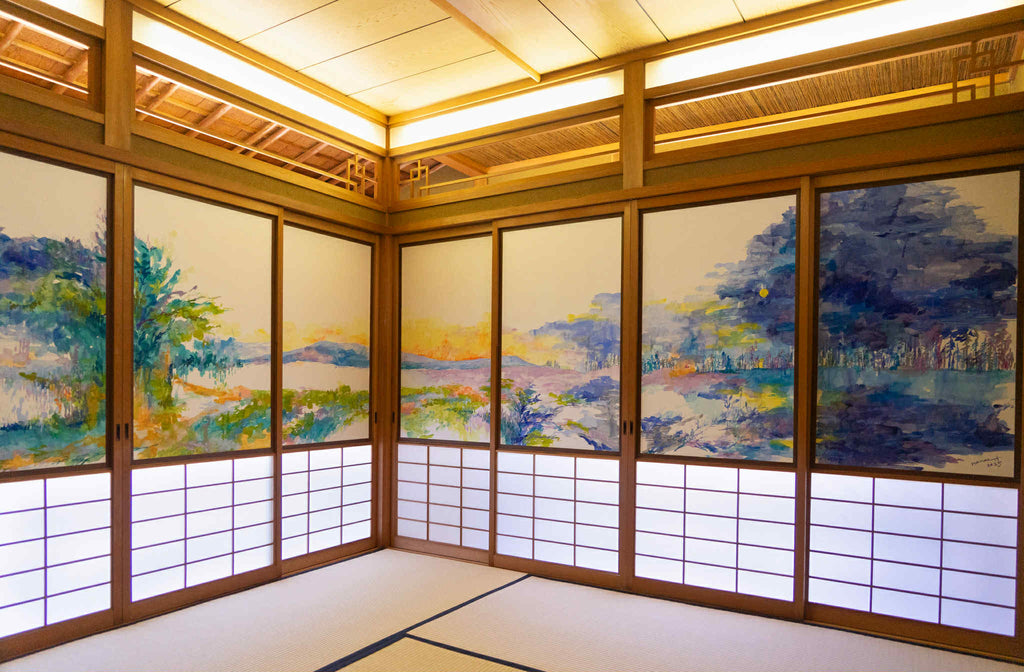 白峰を使った襖絵