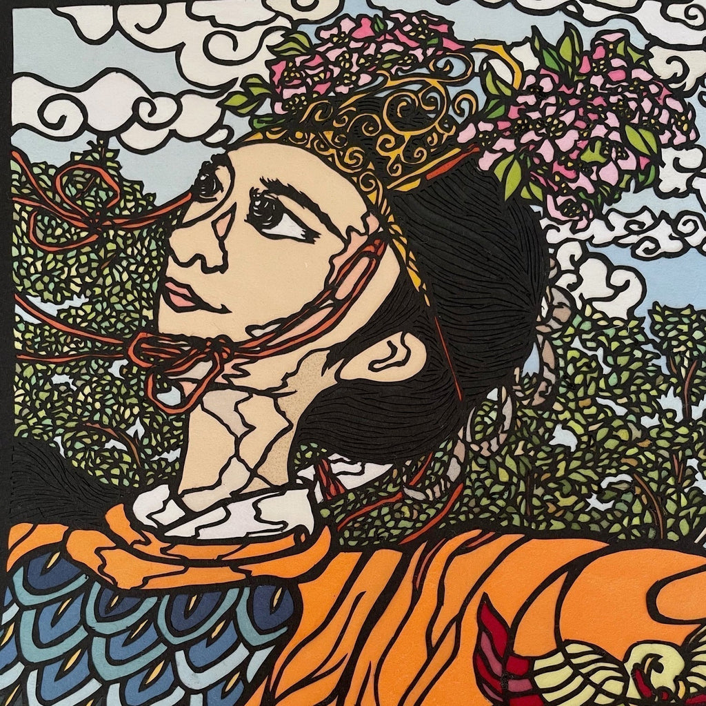 装飾紙を使った切り絵作品