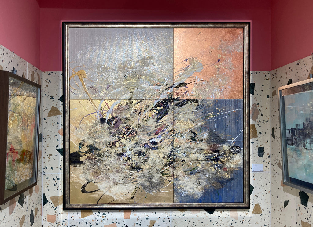 麻落水紙、典具帳を使った現代日本画作品