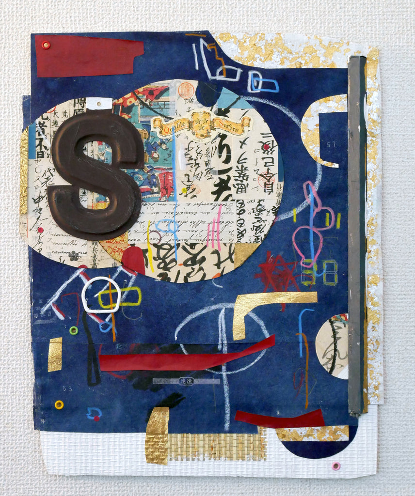 手漉き和紙や藍染和紙を使ったミクストメディア作品