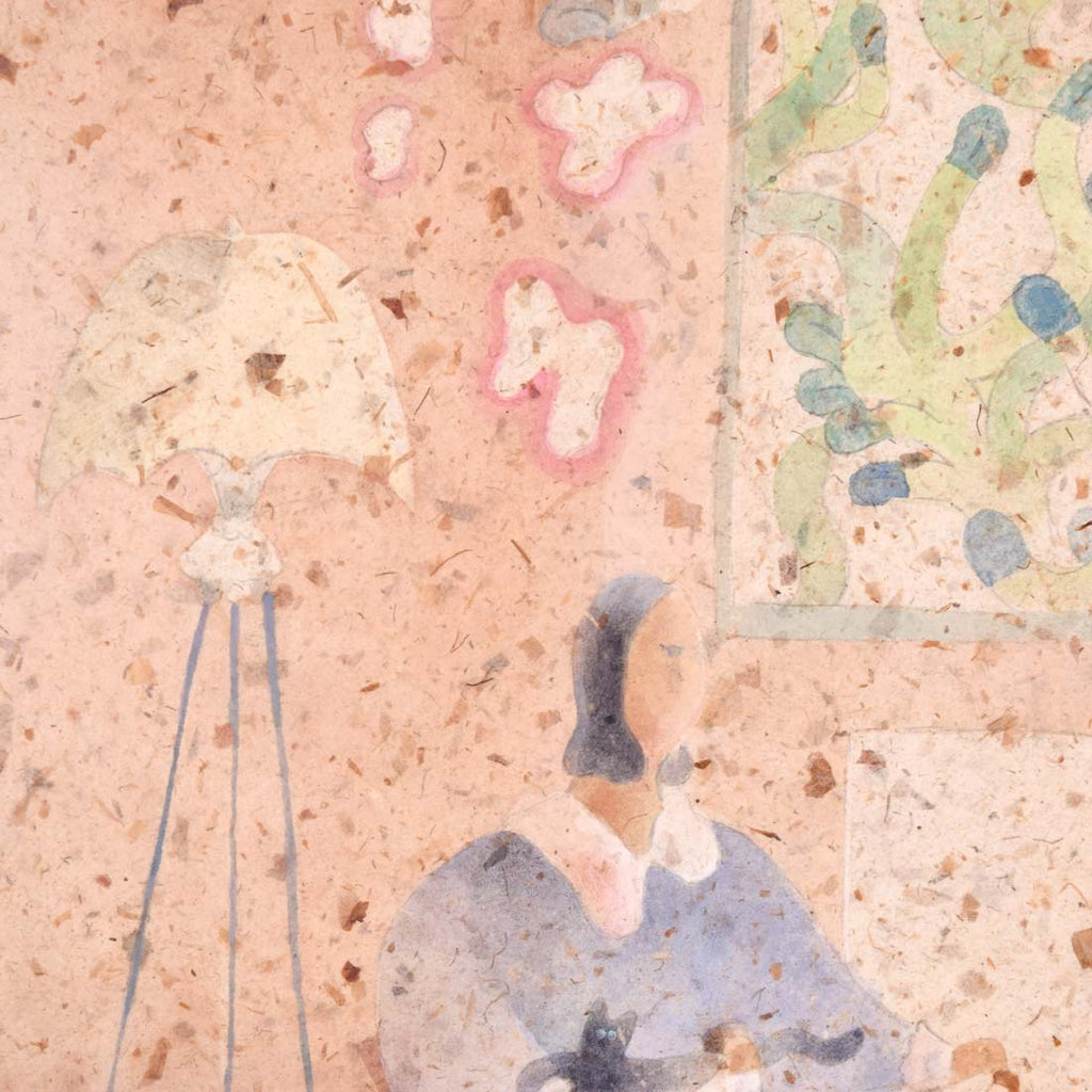 ベジタブル紙（玉葱）を使用したアクリル絵画作品