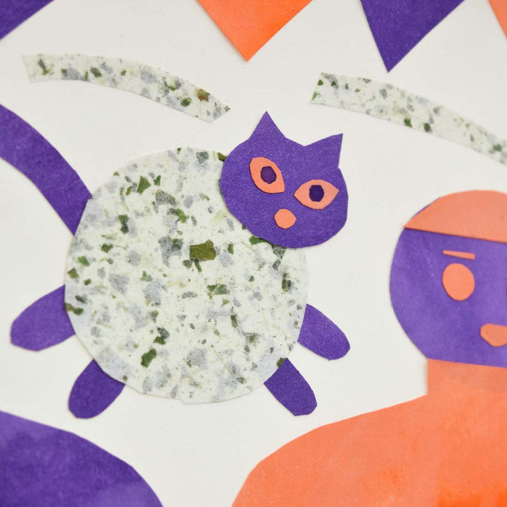 白鳳とベジタブル紙を使ったコラージュ作品