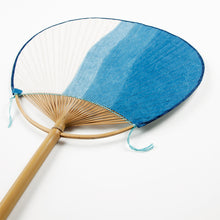 画像をギャラリービューアに読み込む, 藍染め うちわ 段染め 縦

