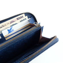 画像をギャラリービューアに読み込む, 藍染長財布（205×105mm）

