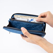 画像をギャラリービューアに読み込む, 藍染長財布（205×105mm）
